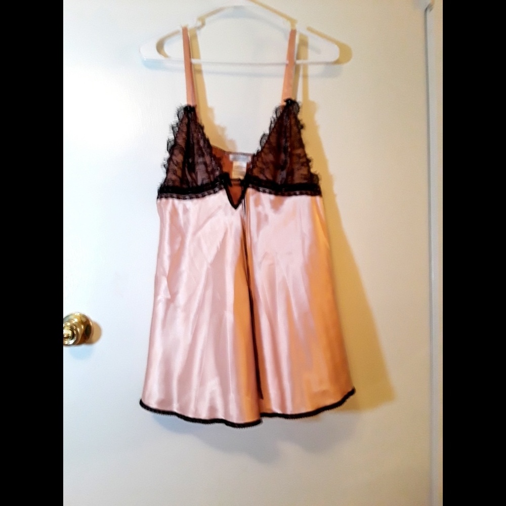 Beautiful silky pink and black nightie with lace